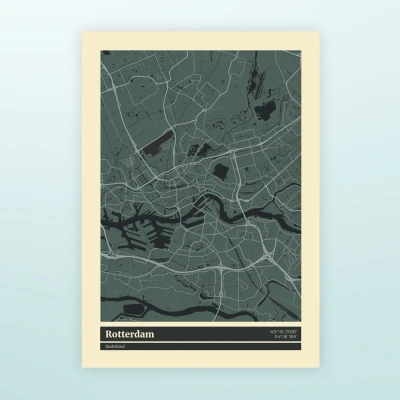 Afbeelding van Poster Plattegrond Rotterdam Retro (A4 Formaat) van Nutcrackers