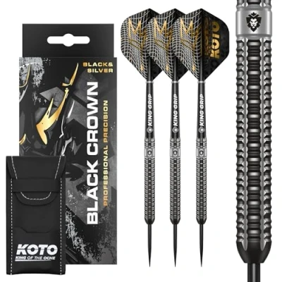 Afbeelding van KOTO Black Crown 90% Darts 24 Gram, Zwart &amp; Zilver, Set Incl. 3 Barrels, Flights + Shafts Dartwallet