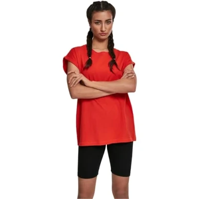 Afbeelding van Urban Classics Curvy Ladies Extended Shoulder TEE Tshirt basic, Dames, Maat: XL, Bloodorange