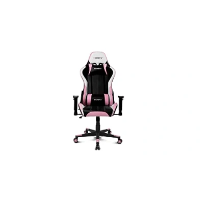 Afbeelding van DRIFT GAMING DR175 DR175PINK Professionele gamestoel, kunstleer, 2D verstelbare armleuningen, zuiger klasse 4, draaibaar, vlindermechanisme, lumbaal en cervicaal kussen, zwart/wit/roze