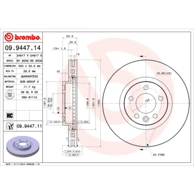Afbeelding van Brembo Remschijf 09.9447.11