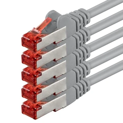 Afbeelding van 1aTTack.de 5x 1m Cat 6 netwerkkabel patchkabel Cat6 RJ45 SFTP grijs