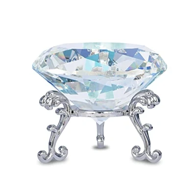 Afbeelding van FBBULES Kristal Diamant Presse papier Ornament met Metalen Standaard en Microvezel Etui voor Thuis Kantoor Bruiloft Decoratie