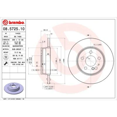 Afbeelding van Brembo Remschijf 08.5725.10