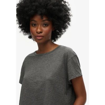 Afbeelding van Superdry Slouchy Cropped Tshirt basic, Dames, Maat: 42, Cosmo grey marl