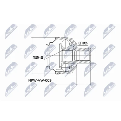 Afbeelding van Homokineet reparatie set, aandrijfas NTY NPW VW 009