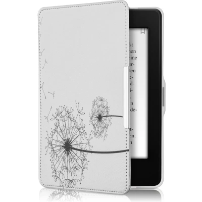 Afbeelding van kwmobile e reader hoesje compatibel met Amazon Kindle Paperwhite Magneetsluiting Ereader case Paardenbloemen in zwart/wit