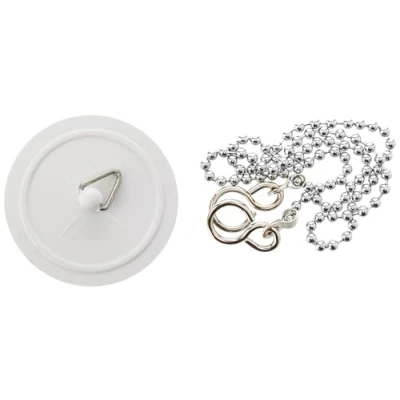 Afbeelding van Merriway BH03432 45 mm badstop met 450 kogelketting wit/verchroomd