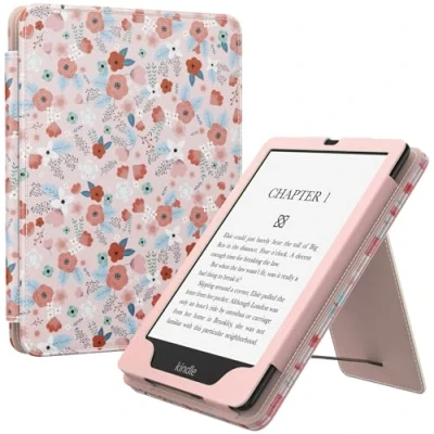 Afbeelding van MoKo Case for 7&quot;/6.8&quot; Kindle Paperwhite(12th/11th Generation 2024/2021) and Colorsoft Signature Edition, Slim PU Shell Cover with Auto Wake/Sleep Paperwhite 2024, Spring Pink