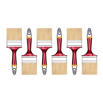 Afbeelding van HARDY WORKING TOOLS Platte kwastenset 6 delig, stuks 75 mm breed, schilderkwastenset met houten handvat, lakkwast serie *33*, stuks, penseelset A0200 330630