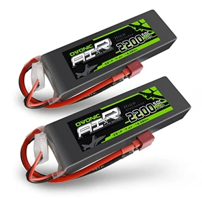 Afbeelding van OVONIC LiPo RC Batterij 2 Packs 2200mAh 7.4V 50C 2S met T Plug Evader BX Auto Truck Truggy Vliegtuig UAV Drone FPV