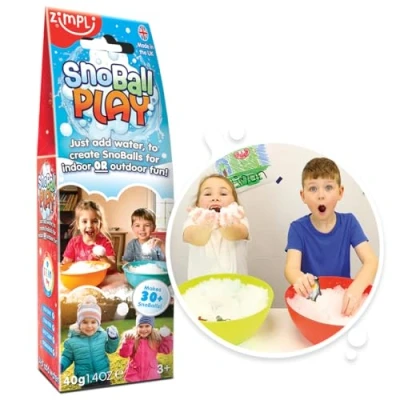 Afbeelding van Zimpli Kids Snoball Play 2 Use Pack, verandert water op magische wijze in kunstmatige nep instantsneeuw, kinderspeelgoed voor buiten en binnen, geweldig kousvuller cadeau kinderen, wit