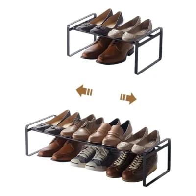 Afbeelding van Yamazaki Schoenenrek Frame Uitschuifbaar 41 Tot 70 Cm Zwart 25x17,5cm