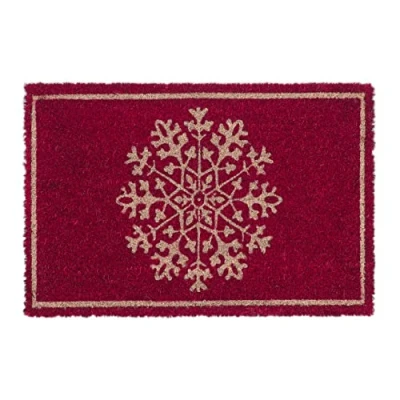 Afbeelding van deurmat kokos met sneeuwvlokjes motief 60 x 40 cm weerbestendig voor binnen en buiten
