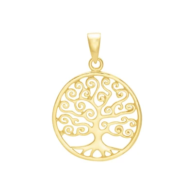 Afbeelding van Gold plated hanger, cirkel met sierlijke tree of life