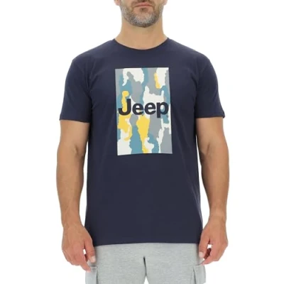 Afbeelding van JEEP O102905 A928 J Heren T shirt met Grote Print schors Camouflage J23W Night Blue M, Nacht Blauw, M