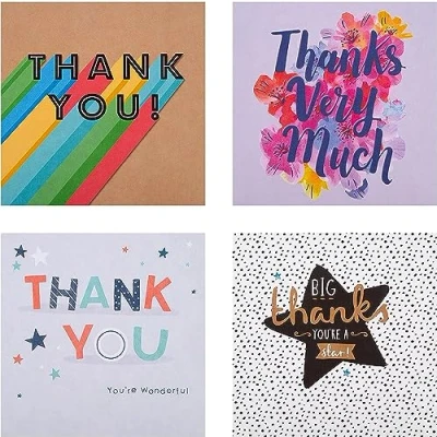 Afbeelding van Hallmark Bedankkaarten Set van 20 stuks in 4 leuke ontwerpen