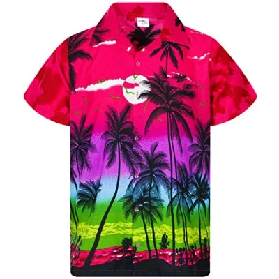 Afbeelding van Funky Hawaiiaans Overhemd, Hawaii Korte Mouw, Beach, Roze, L