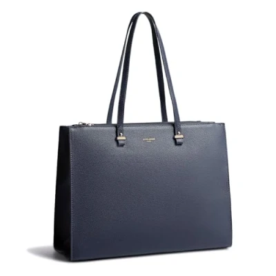 Afbeelding van David Jones Handtas voor dames, grote maat XL schoudertas middelbare school, werk, zakelijk, formaat A4 tas van kunstleer, shopper, handvat, lange laptoptas, Blauw, Eén