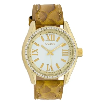 Afbeelding van OOZOO Timepieces Goudkleurige horloge met mosterd gele leren band C10224