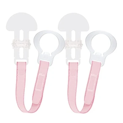 Afbeelding van MAM Soother Clips, Pack of 2, Baby Chain Fits All Soothers, Newborn Essentials, Pink with Strap (Soothers Not Included)