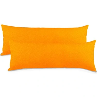 Afbeelding van aqua textil Classic Line kussensloop voor zijslapers, 40 x 145 cm, oranje katoenen kussensloop, ritssluiting