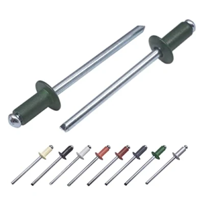 Afbeelding van (Pack van 100 stuks) Geschilderde blindklinknagels 4,0 x 8 mm, koepelkop, DIN 7337, aluminium klinknagel en stalen doorn, popklinknagels (100, chroomgroen RAL 6020)