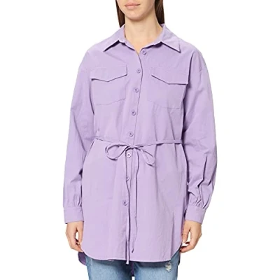 Afbeelding van NA KD oversized belted dames hemd, Paars, 36
