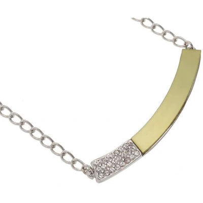 Afbeelding van Behave Korte ketting zilverkleur 40cm lengte met gourmette schakels,kristal steentje