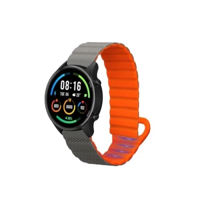 Afbeelding van kwmobile sporthorloge band geschikt voor Xiaomi Mi Watch Color Sport / S1 Active bandje Smartwatch of activity tracker polsband Met magneetsluiting In grijs oranje