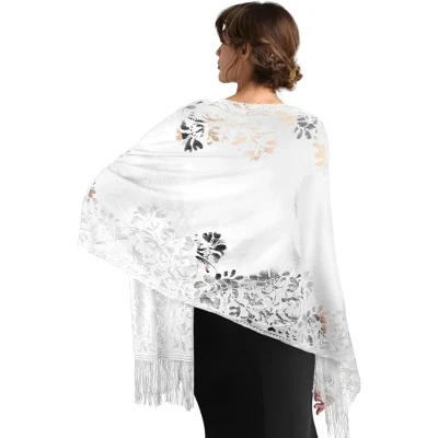 Afbeelding van sjaals dames Bruids vesten, sjaals, zijden schouder elegante avondjurk Wit
