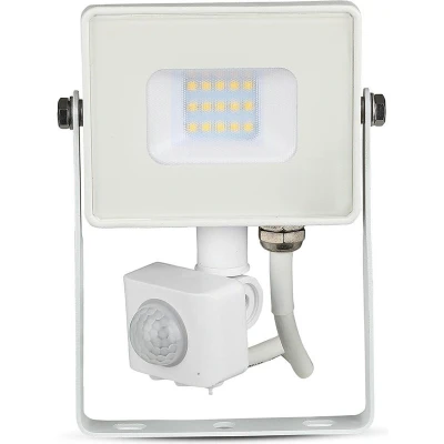 Afbeelding van V TAC VT 10 S W Draaibare LED Schijnwerpers met PIR Sensor Samsung IP65 Wit 10W 800 Lumen 4000K 5 Jaar