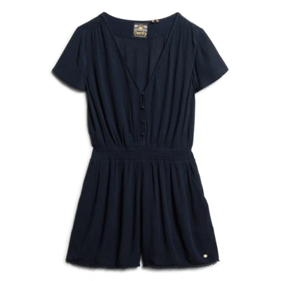 Afbeelding van Superdry Short Sleeve Playsuit Strandaccessoire, Dames, Maat: 40, Eclipse navy