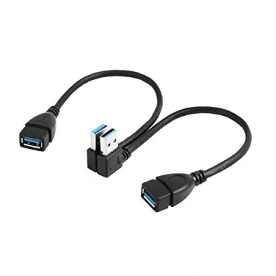 Afbeelding van USB 3.0 verlengkabel, 20CM links en rechts hoek 90 graden Adapter Type A Mannelijke naar Vrouwelijke Hoge Snelheidsverbinding 2 STKS
