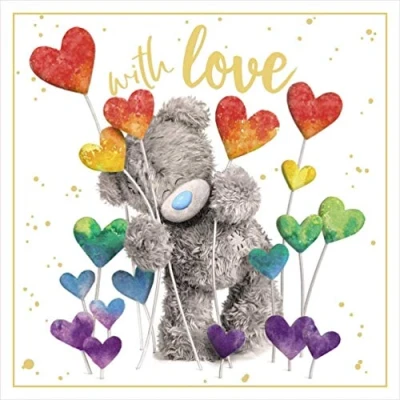 Afbeelding van Me to You Bear With Love Rainbow Hearts Card, Gemengd, Grootte: 6x6, ALV93039