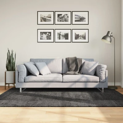 Afbeelding van Vloerkleed shaggy hoogpolig modern 140x200 cm antraciet