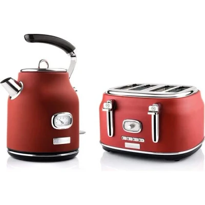 Afbeelding van Westinghouse Retro Waterkoker + Broodrooster 4 Sleuven Rood