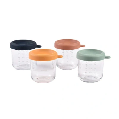 Afbeelding van Béaba Bewaarpotjes Glas 250ml Color Mix 4st