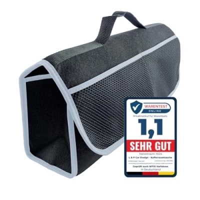 Afbeelding van L &amp; P Car Design Kofferbaktas organizer autotas auto kofferbak tas toolbag opbergtas met klittenbandsluiting (zwart grijs)