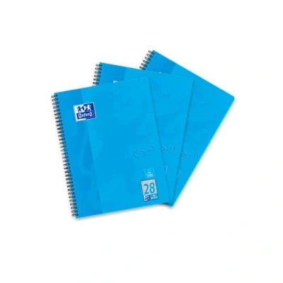Afbeelding van Oxford Touch Collegeblok A4 geruit, met dubbele rand, 80 vellen, blauw, 3 stuks