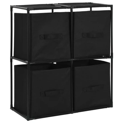 Afbeelding van vidaXL Opbergkast met 4 stoffen manden 63x30x71 cm staal zwart