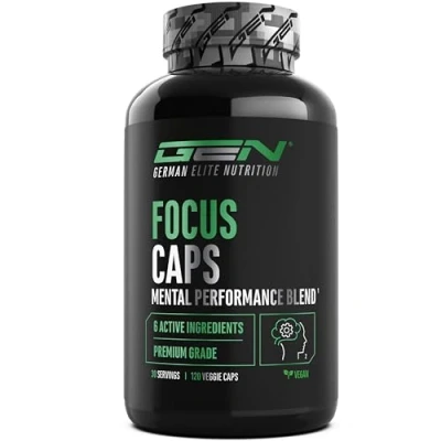 Afbeelding van Focus Caps 120 Capsules Mentale Prestatie Mix met L Theanine, Groene Thee, Guarana, Citrus Aurantium Extract Cafeïne, D Glucuronolacton Hoge Dosis, Veganistisch
