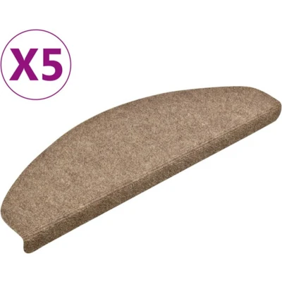 Afbeelding van vidaXL Trapmatten zelfklevend 5 st 65x21x4 cm naaldvilt crèmekleurig