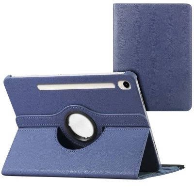 Afbeelding van Samsung Galaxy Tab S9 Hoes: iMoshion 360 Draaibare Bookcase Donkerblauw Kunstleder Tablet Hoezen