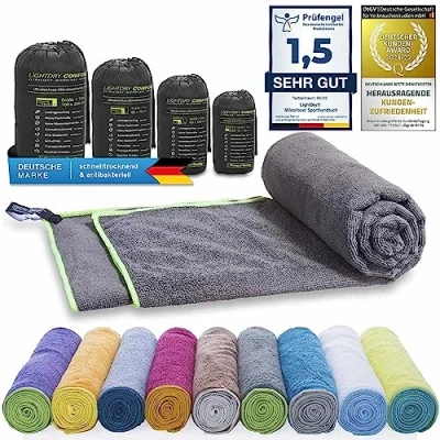 Afbeelding van Originele microvezel rugzak sporthanddoek voor dames en heren reishanddoek extreem sneldrogende sport strand badhanddoek absorberend, licht antibacterieel verschillende maten (200x100cm, Antraciet)