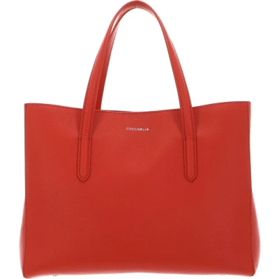 Afbeelding van COCCINELLE Leren Shopper Schoudertas met laptopvak Swap Handbag Grained Leather Tangerine Oranje