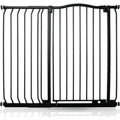 Afbeelding van Bettacare Extra Hoge Hondenhekje met Gebogen Bovenkant Assortiment, 107cm 116cm (69 opties beschikbaar), Mat Zwart, Hoog 100cm in Hoogte, Drukfit Hekje voor Hond en Puppy, Huisdieren Honden, Eenvoudige Installatie