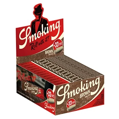 Afbeelding van SMOKING 3593 Sigarettenpapier King Size Brown + Tips 33x24Bl.