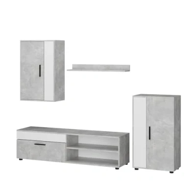Afbeelding van Vicco Wandmeubel Berno, Beton/Wit, Set van 4
