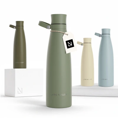 Afbeelding van LARS NYSØM &#039;Nåde&#039; Roestvrijstalen drinkfles 750ml BPA vrije geïsoleerde waterfles 0,75 Liter Sage